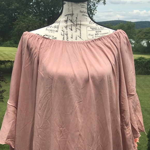 🌸 ELAN Cover-up Off Shoulder Raw Edge Tunic OS - Picture 4 of 8